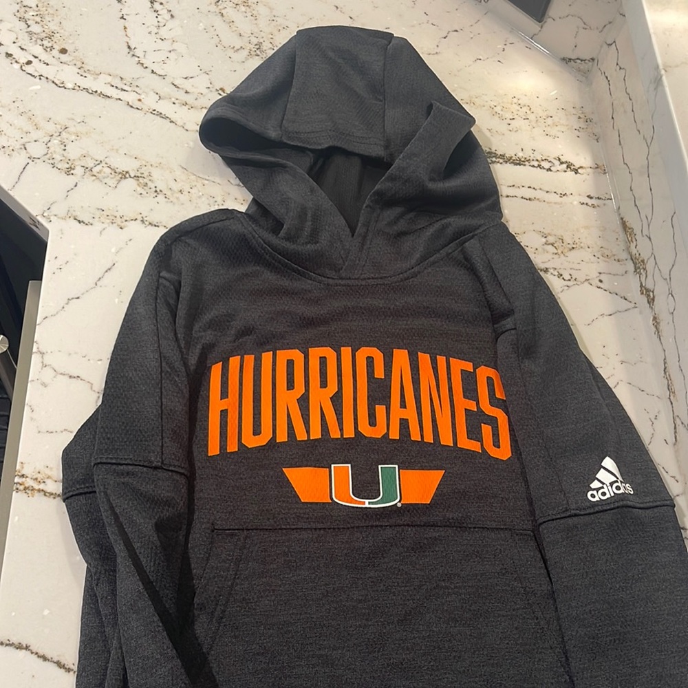 EXCELLENT LIKE NEW Condition Adidas University of Miami Hurricanes Hoodie